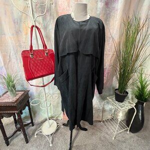 📌IN'VOLAND Open Front Plus Size Faux Suede Duster - Coat with Pockets